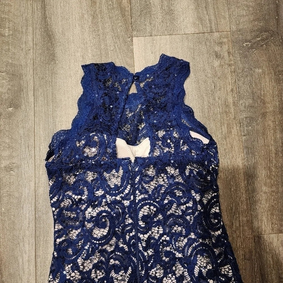 Sequin Hearts Blue Lace and Sequin Dress - Picture 5 of 5
